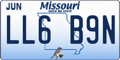 MO license plate LL6B9N