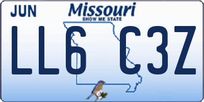 MO license plate LL6C3Z
