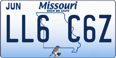 MO license plate LL6C6Z