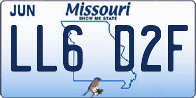 MO license plate LL6D2F
