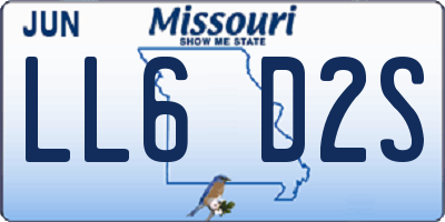 MO license plate LL6D2S