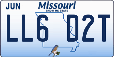 MO license plate LL6D2T