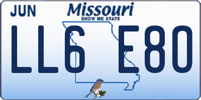 MO license plate LL6E8O