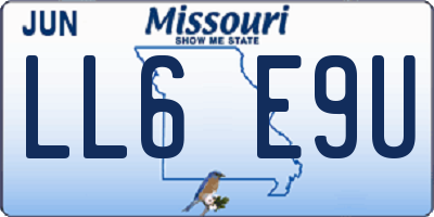 MO license plate LL6E9U