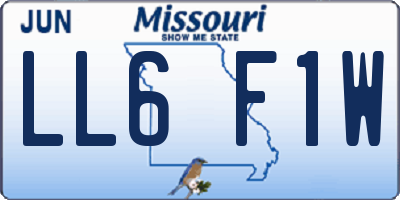 MO license plate LL6F1W