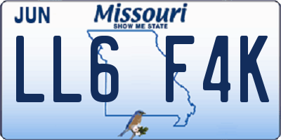 MO license plate LL6F4K