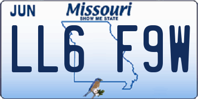 MO license plate LL6F9W