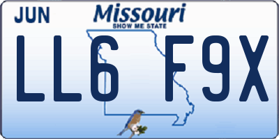 MO license plate LL6F9X