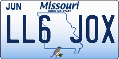 MO license plate LL6J0X