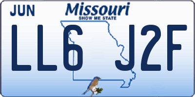 MO license plate LL6J2F