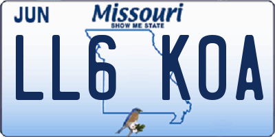 MO license plate LL6K0A