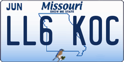 MO license plate LL6K0C