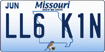 MO license plate LL6K1N