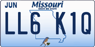 MO license plate LL6K1Q