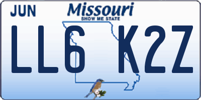 MO license plate LL6K2Z