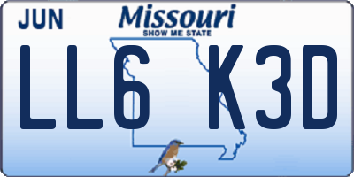 MO license plate LL6K3D
