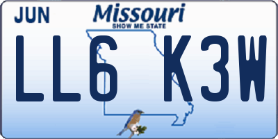 MO license plate LL6K3W