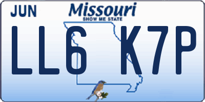 MO license plate LL6K7P