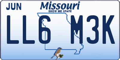 MO license plate LL6M3K