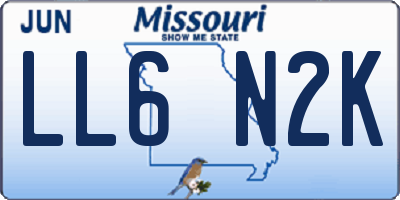 MO license plate LL6N2K