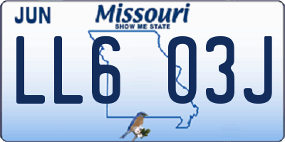 MO license plate LL6O3J