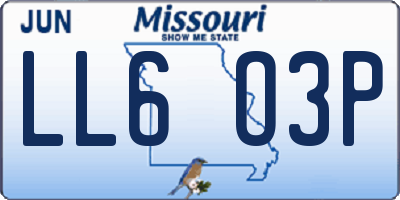 MO license plate LL6O3P