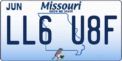 MO license plate LL6U8F