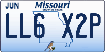 MO license plate LL6X2P