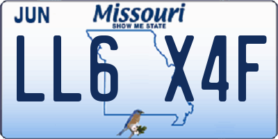 MO license plate LL6X4F