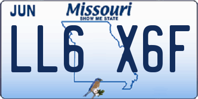 MO license plate LL6X6F