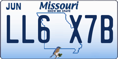 MO license plate LL6X7B
