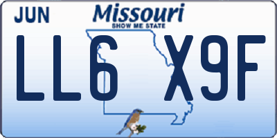 MO license plate LL6X9F