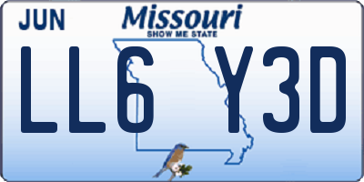 MO license plate LL6Y3D