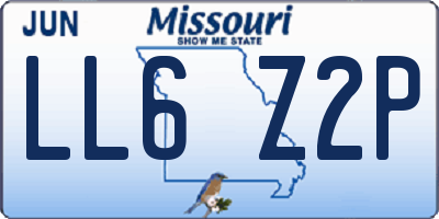 MO license plate LL6Z2P