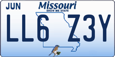 MO license plate LL6Z3Y