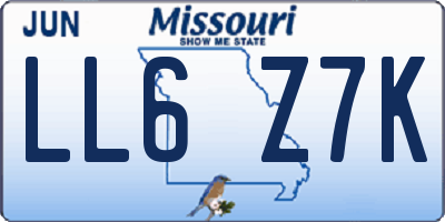 MO license plate LL6Z7K