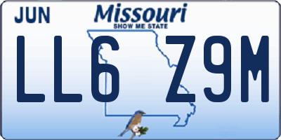 MO license plate LL6Z9M
