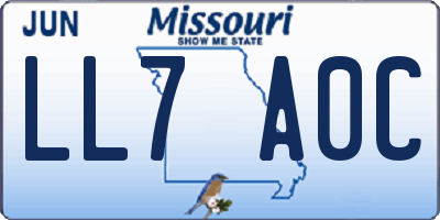MO license plate LL7A0C