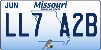 MO license plate LL7A2B