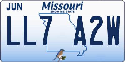 MO license plate LL7A2W