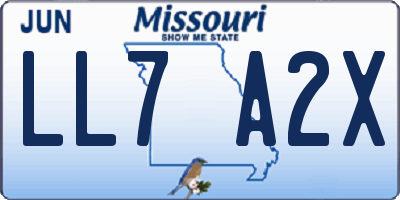 MO license plate LL7A2X