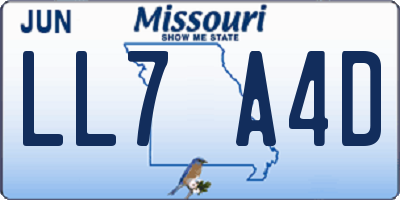 MO license plate LL7A4D