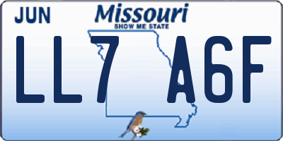 MO license plate LL7A6F
