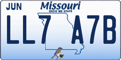 MO license plate LL7A7B