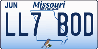 MO license plate LL7B0D