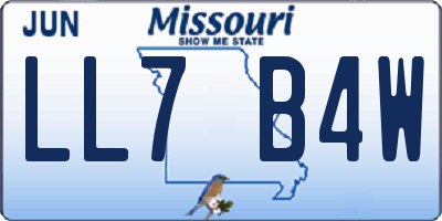 MO license plate LL7B4W