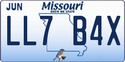 MO license plate LL7B4X