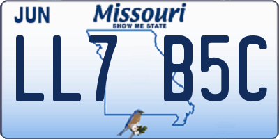 MO license plate LL7B5C