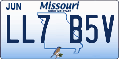 MO license plate LL7B5V