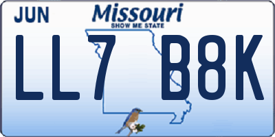 MO license plate LL7B8K